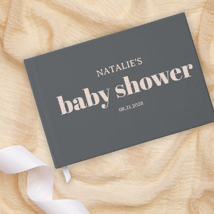 Pink Grey Boho Typography Baby Shower Guest Book