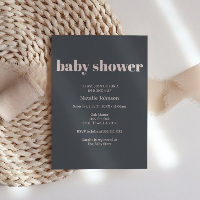 Pink Grey Boho Typography Baby Shower Invitation (Creator Uploaded)