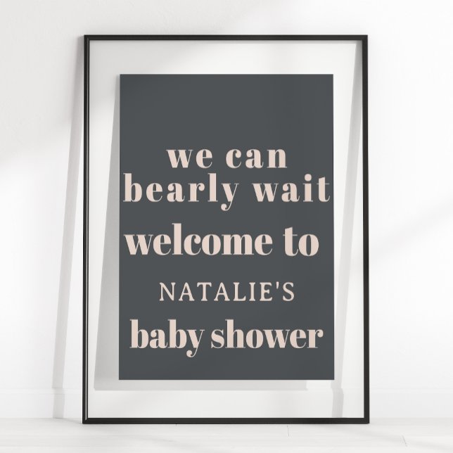 Pink Grey Boho Typography Baby Shower Poster Sign (Creator Uploaded)