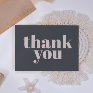 Pink Grey Boho Typography Baby Shower Thank You Card