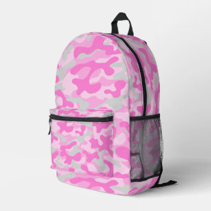 Pink Grey Camouflage  Printed Backpack