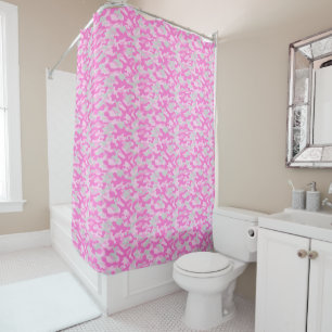 Pink Grey Camouflage  Shower Curtain