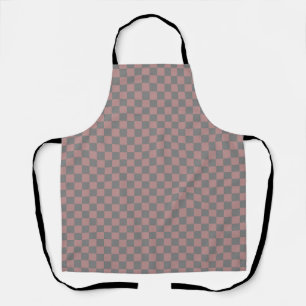 Pink Grey Chequerboard Gingham Pattern Apron