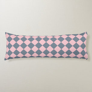 Pink Grey Chequered Diamond Pattern Body Cushion