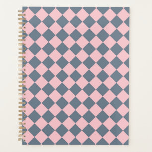 Pink Grey Chequered Diamond Pattern  Planner