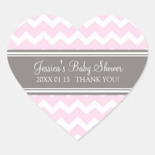 Pink Grey Chevron Baby Shower Favour Stickers
