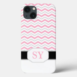 Pink & Grey Chevron Monogram iPad 2/3/4 Case