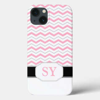 Pink & Grey Chevron Monogram iPad 2/3/4 Case