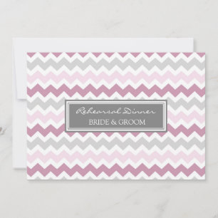 Pink Grey Chevron Rehearsal Dinner Party Invitation