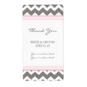 Pink Grey Chevron Wedding Labels