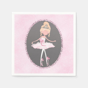 Pink & Grey Couture Ballerina Birthday Party Napkin