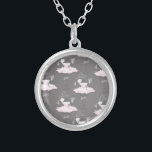 Pink & Grey Couture Ballerina Girls Whimsical Chic Silver Plated Necklace<br><div class="desc">neckalce</div>