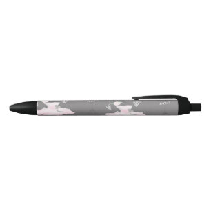 Pink & Grey Couture Ballerina Girls Whimsical Cute Black Ink Pen