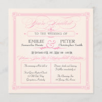 Pink, Grey & Cream Poster Style Wedding Invitation