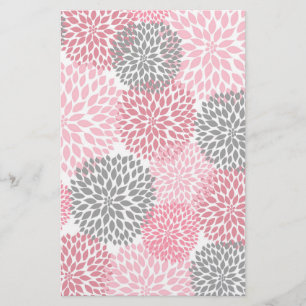 Pink Grey Dahlia Scrapbook Crafting Paper