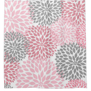 Pink Grey Dahlias / flowers floral blossoms Shower Curtain