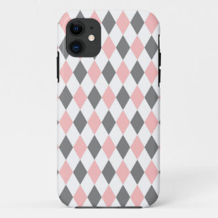 Pink Grey Diamond Mosaic Pattern Case-Mate iPhone Case