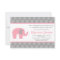 Pink Grey Elephant Baby Shower Invitation