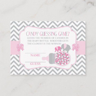 Pink & Grey Elephant Guessing Game Enclosure Card