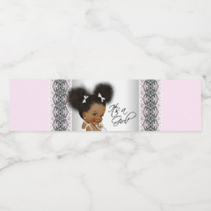 Pink Grey Ethnic Baby Girl Water Bottle Labels