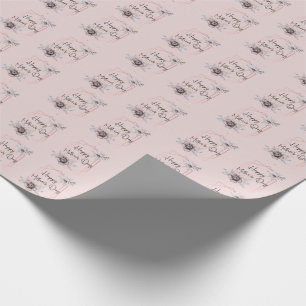 Pink Grey Floral Mother's Day Wrapping Paper
