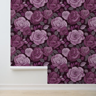 Pink Grey Floral Roses Wallpaper