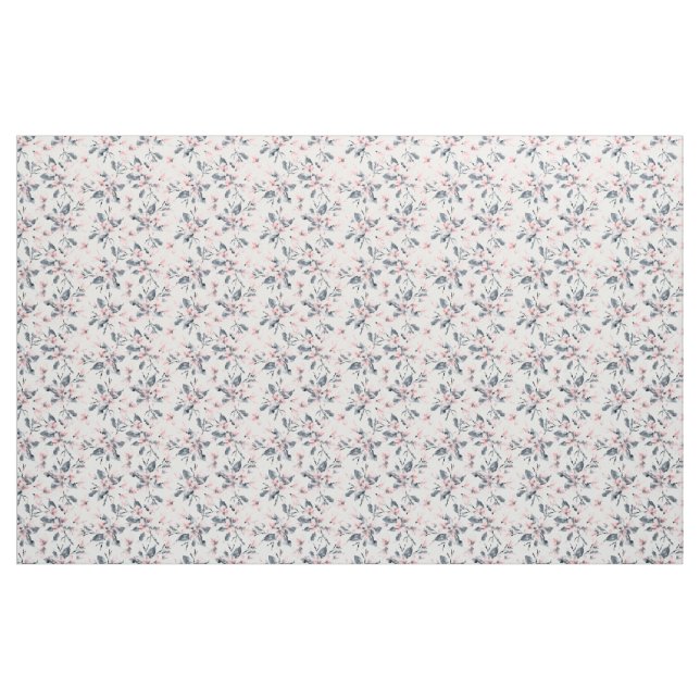 Pink & Grey Floral Watercolor Pattern Fabric (Yard)