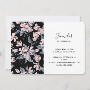 Pink & Grey Floral Watercolor Pattern Virtual Invitation