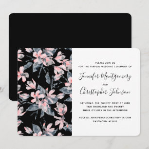 Pink & Grey Floral Watercolor Pattern Virtual Invitation
