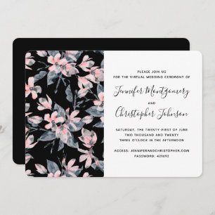 Pink & Grey Floral Watercolor Pattern Virtual Invitation