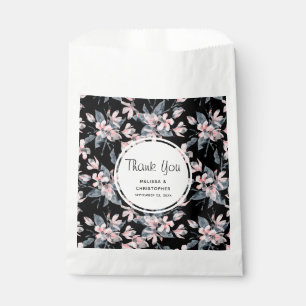 Pink & Grey Floral Watercolor Pattern Wedding Favour Bags
