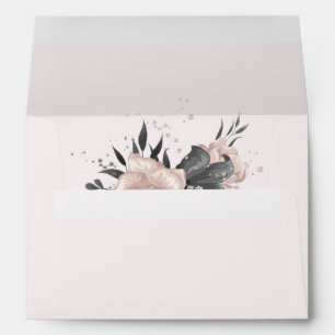 pink grey flowers soft pink wedding envelope