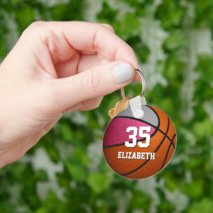 pink grey girls sports realistic basketball key ring