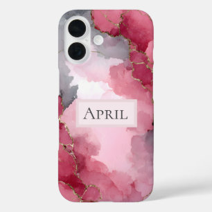 Pink, Grey & Gold Marble  iPhone 16 Case