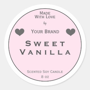 Pink Grey Made With Love Product Packaging Label  