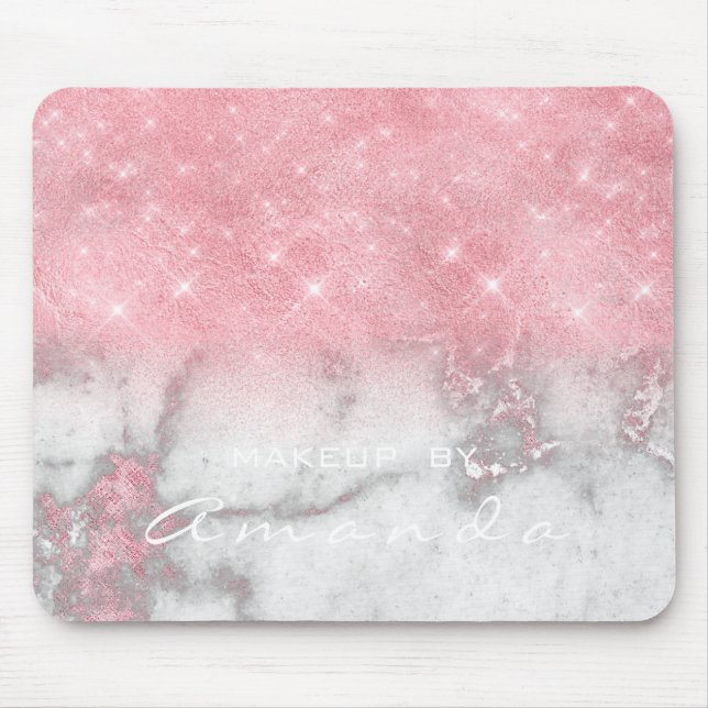 Pink Grey Marble Sparkly Glitter Branding Beauty Mouse Pad (Front)