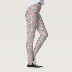 pink grey mod retro loops geometric pattern leggings