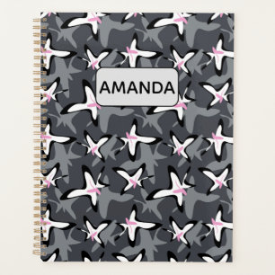 Pink grey modern abstract flowers planner