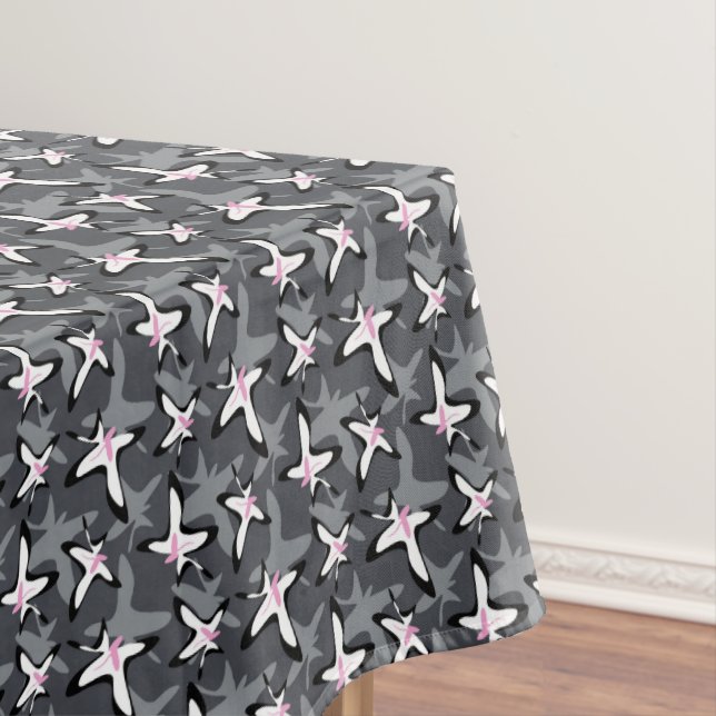Pink grey modern abstract flowers tablecloth (In Situ)