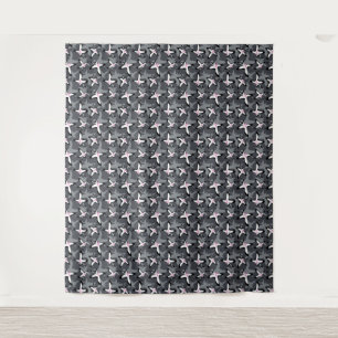 Pink grey modern abstract flowers tapestry