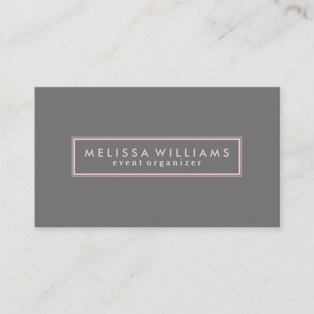 Pink & Grey Modern Geometric Simple Design Business Card (Front)