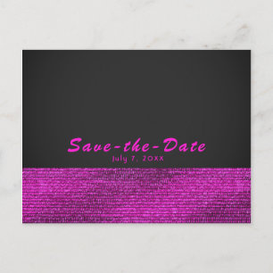 Pink & Grey Modern Glam Sequins Save the Date Announcement Postcard
