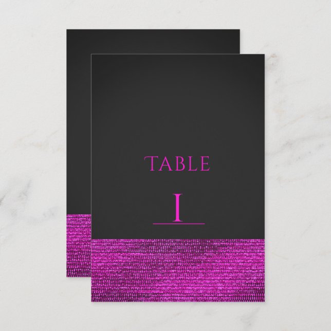 Pink & Grey Modern Glam Sequins Table Number Card (Front/Back)