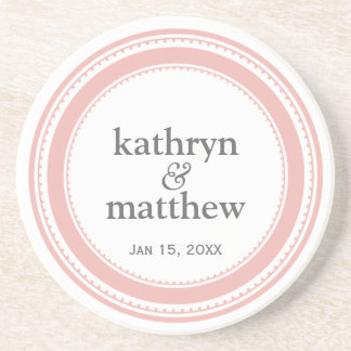 Pink grey modern medallion round commemorative coaster