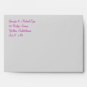 Pink Grey Monogram E Wedding Invitation Envelope 1