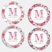Pink Grey Monogram Simple Floral Cute Custom