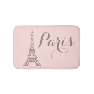 Pink Grey Paris Eiffel Tower Bath Mat