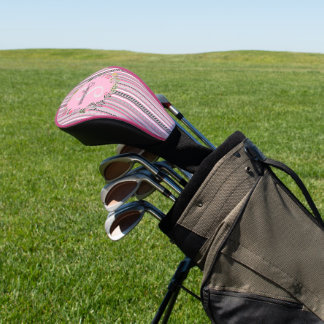 Pink & Grey Pattern Stripes, Flowers, Personalised Golf Head Cover