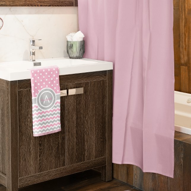 Pink Grey Polka Dot Chevron Hand Towel (Creator Uploaded)