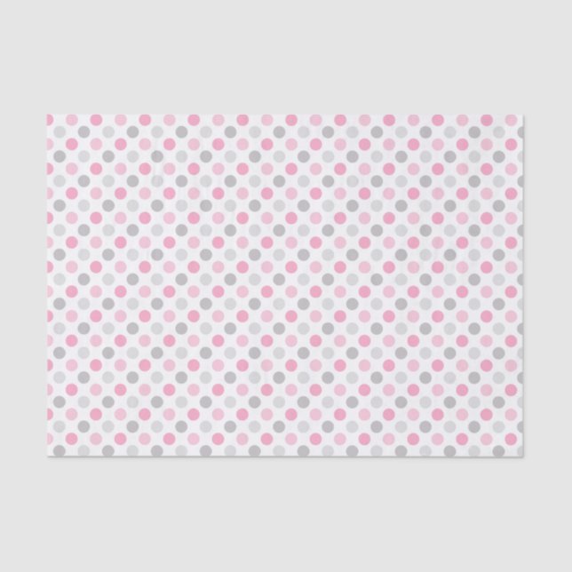 Pink Grey Polka Dots Tissue Paper (Front)